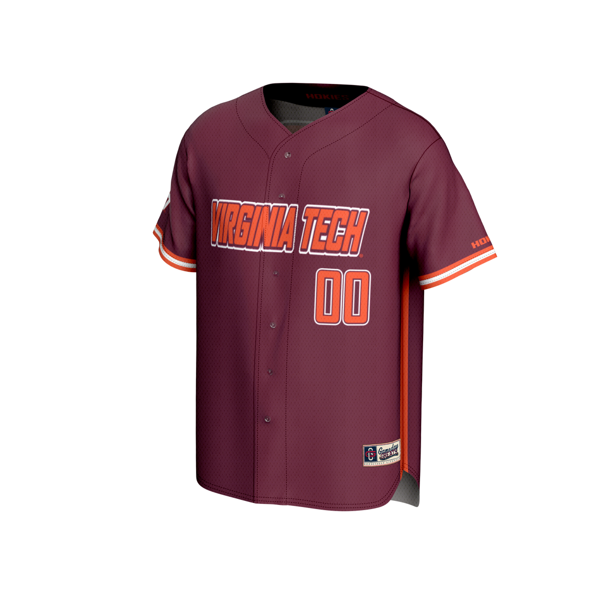 #00 Virginia Tech Hokies GameDay Greats Adult Lightweight Collegiate Baseball Fashion Jersey - Maroon