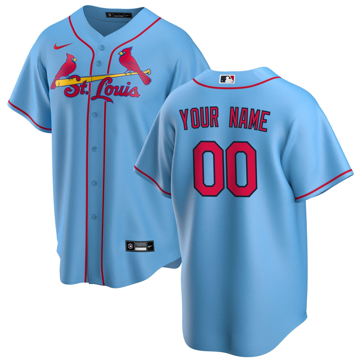 St. Louis Cardinals Light Blue Alternate Replica Custom Jersey