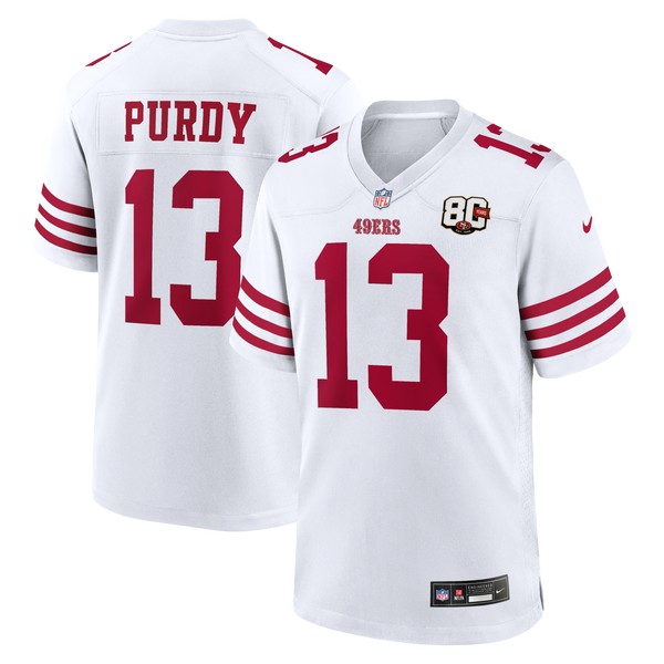 San Francisco 49ers Brock Purdy White 80th Anniversary Game Jersey