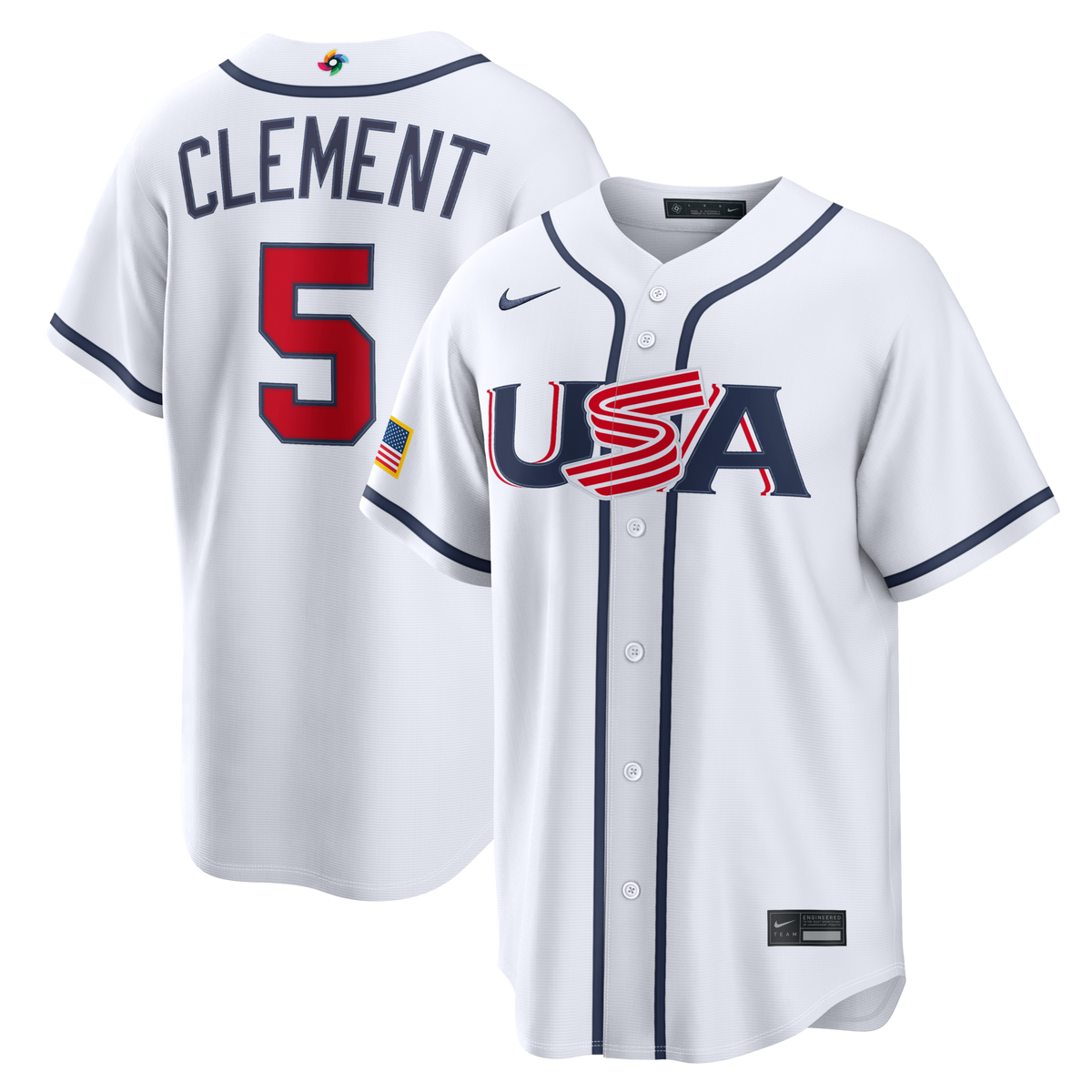 USA Baseball Ernie Clement White 2026 World Baseball Classic Home Stadium Jersey