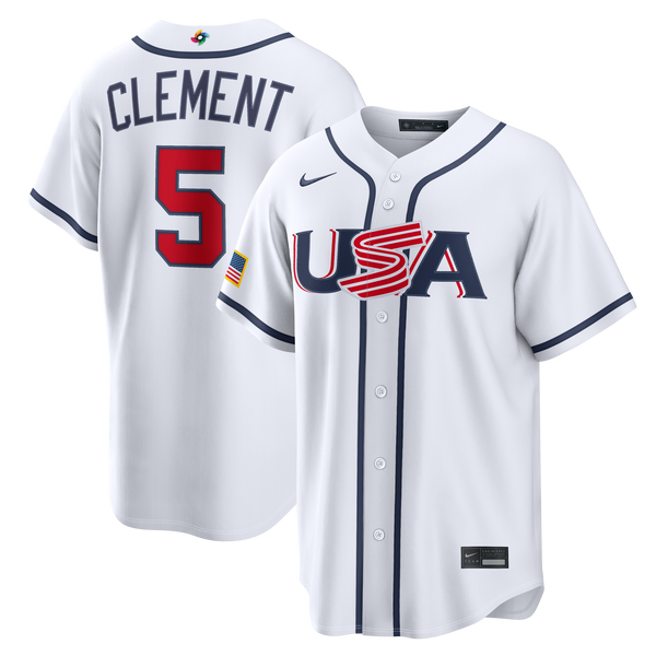USA Baseball Ernie Clement White 2026 World Baseball Classic Home Stadium Jersey