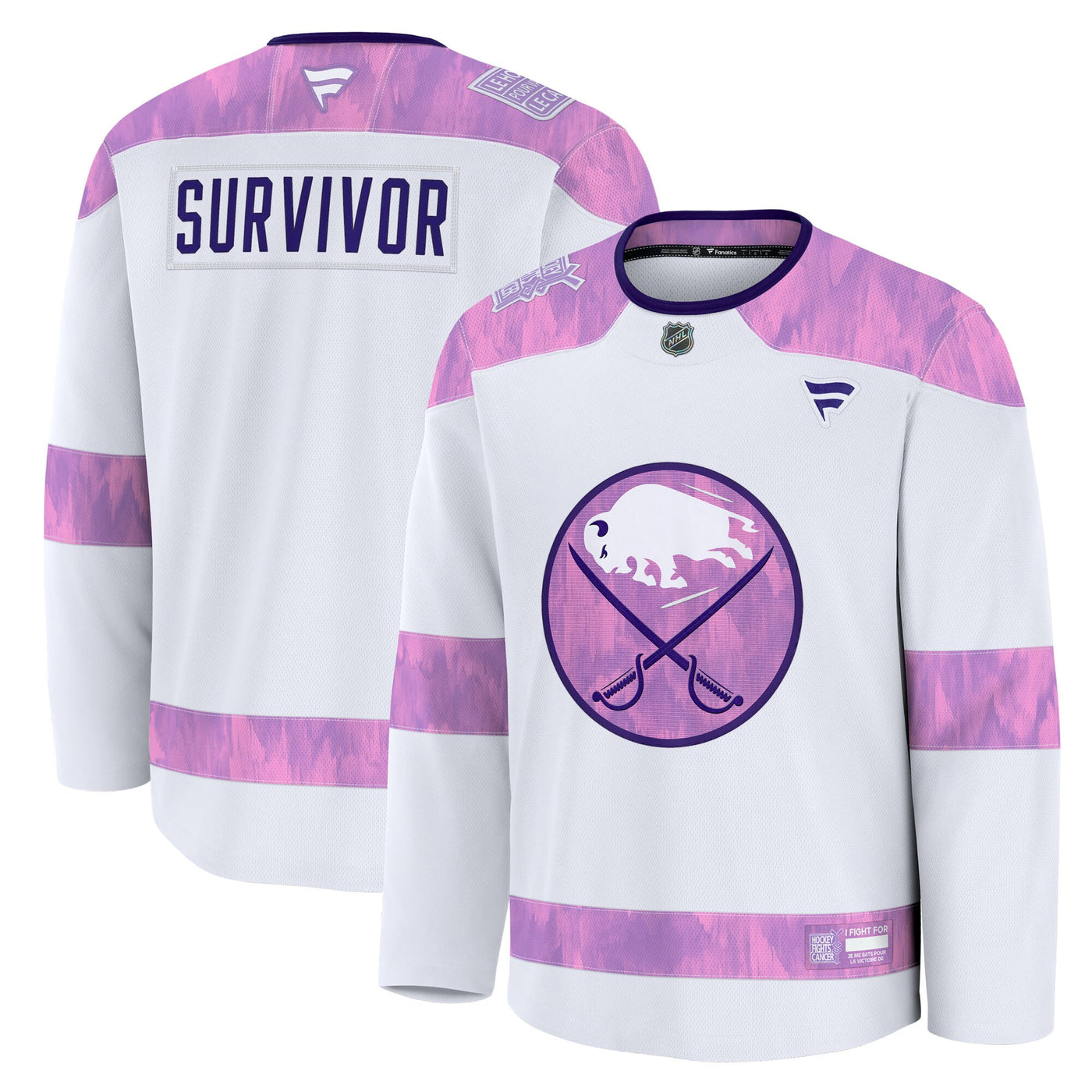 Buffalo Sabres Fanatics White Hockey Fights Cancer Survivor Practice Jersey