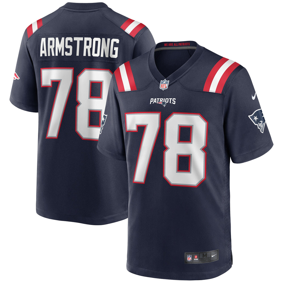 New England Patriots Bruce Armstrong Navy Game Retired Player Jersey