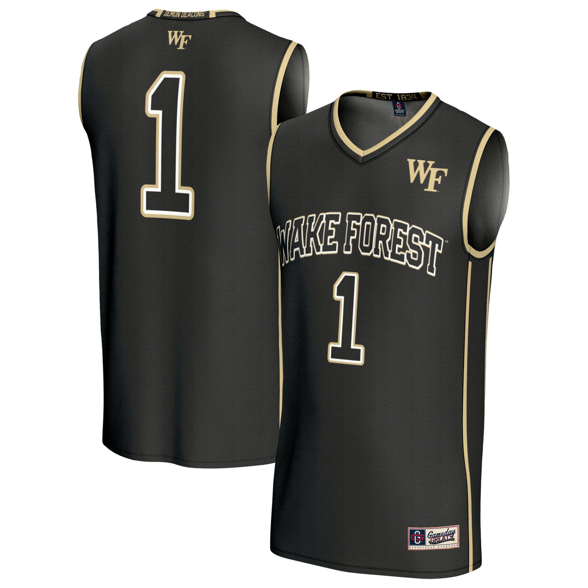 #1 Wake Forest Demon Deacons GameDay Greats Lightweight Basketball Fashion Jersey - Black