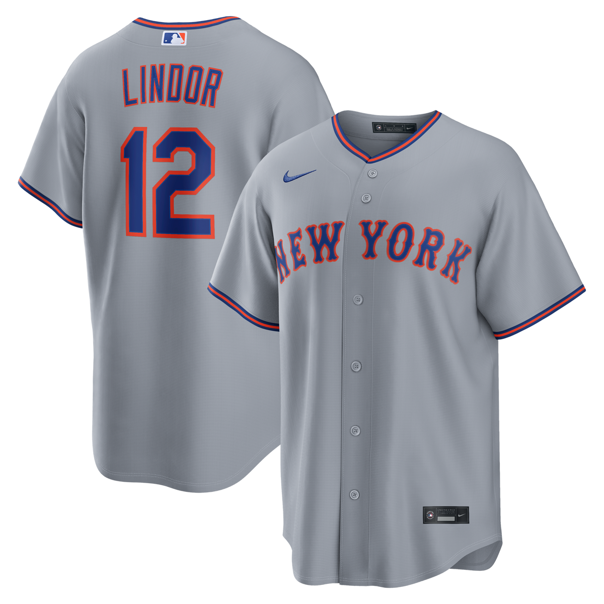 New York Mets Francisco Lindor Gray Road Replica Jersey