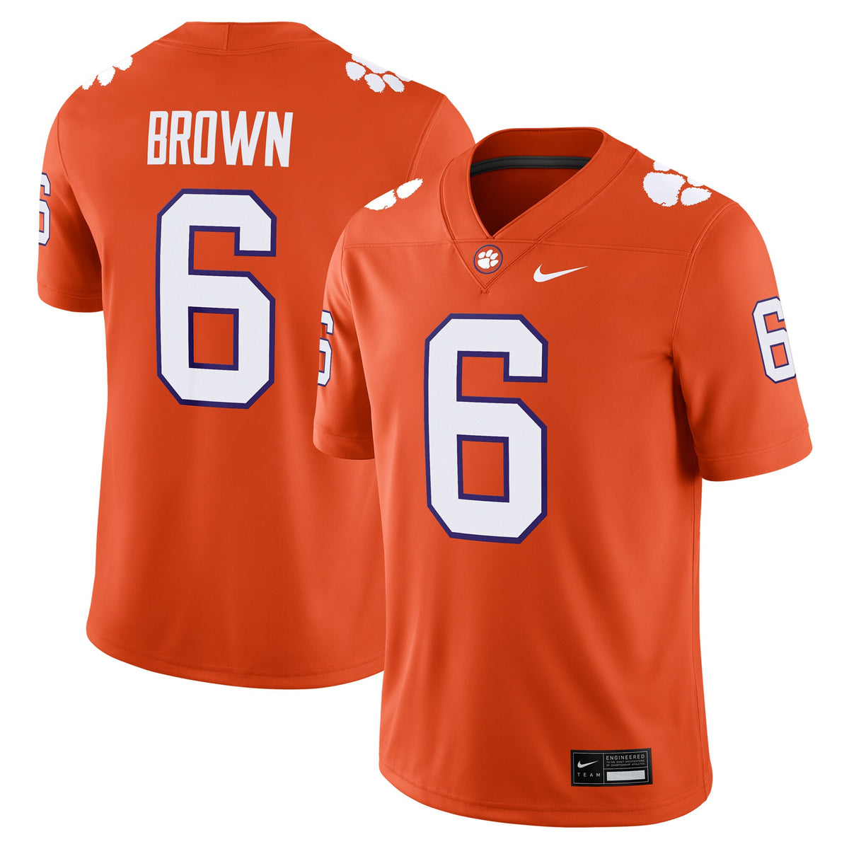 Tyler Brown Clemson Tigers NIL Football Game Jersey - Orange