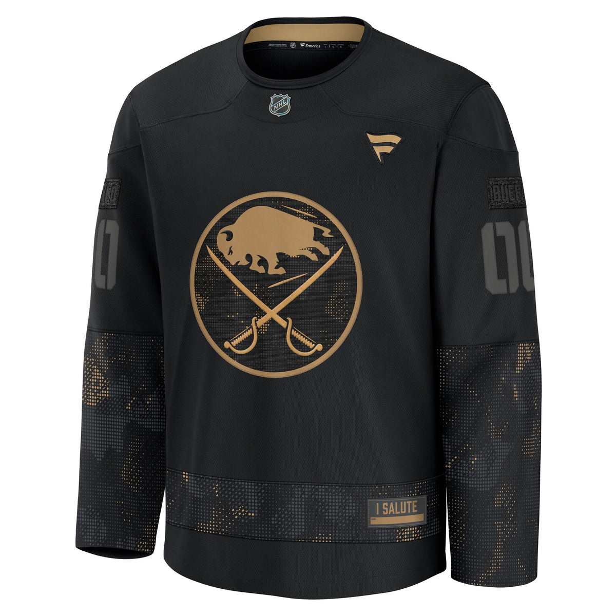 Buffalo Sabres Fanatics Black 2024 Military Appreciation Custom Practice Jersey