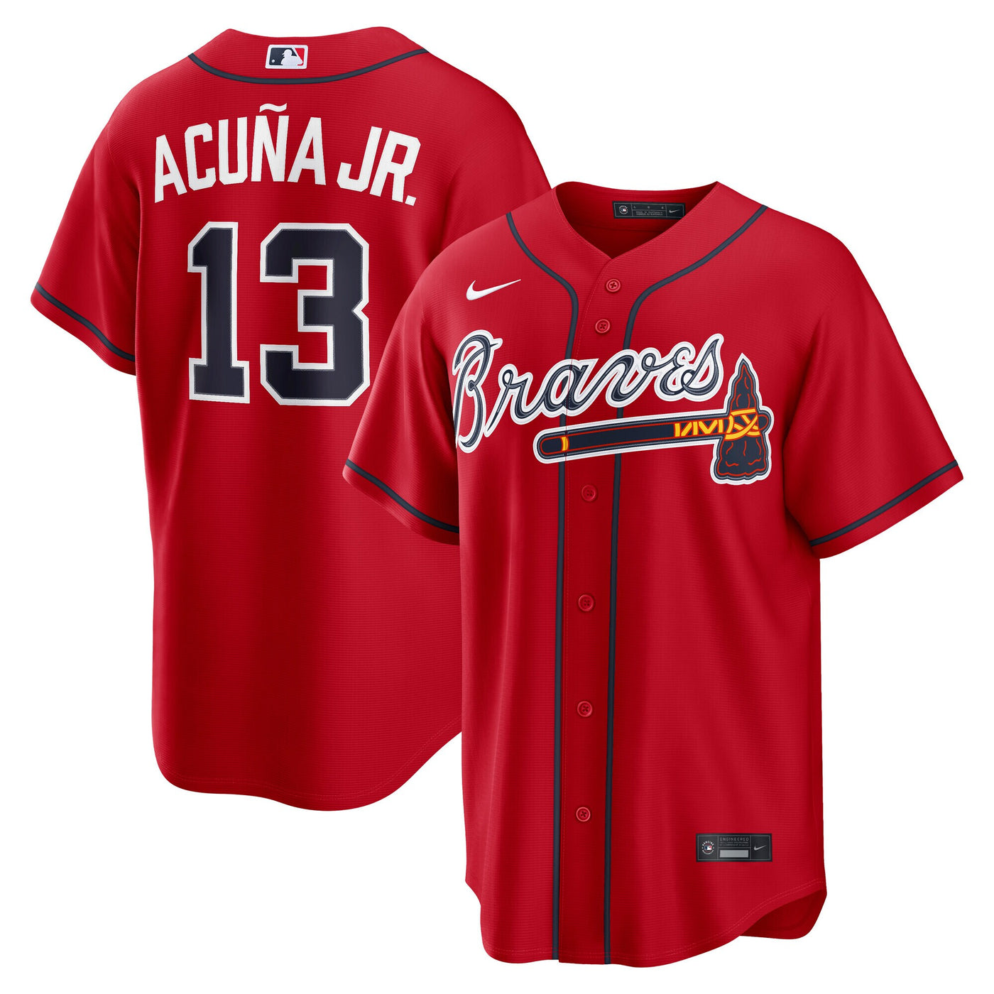 Atlanta Braves Ronald Acuña Jr. Nike Red Alternate 2 Replica Jersey