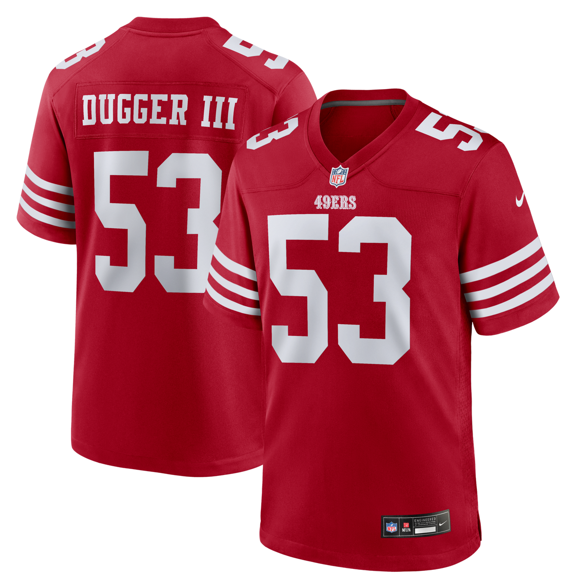 San Francisco 49ers Jaden Dugger Scarlet Team Game Jersey