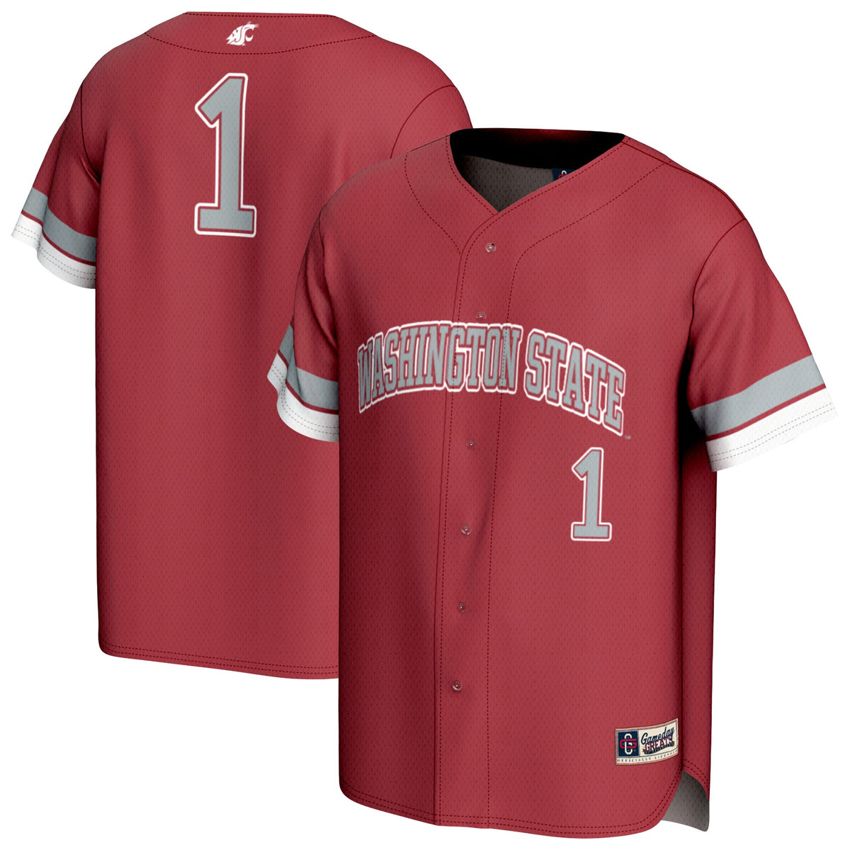 #1 Washington State Cougars GameDay Greats Lightweight Collegiate Baseball Fashion Jersey - Crimson