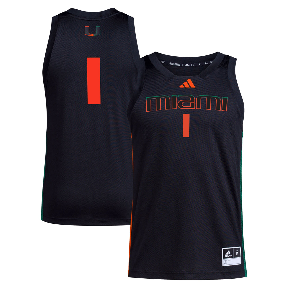 #1 Miami Hurricanes Swingman Jersey - Black