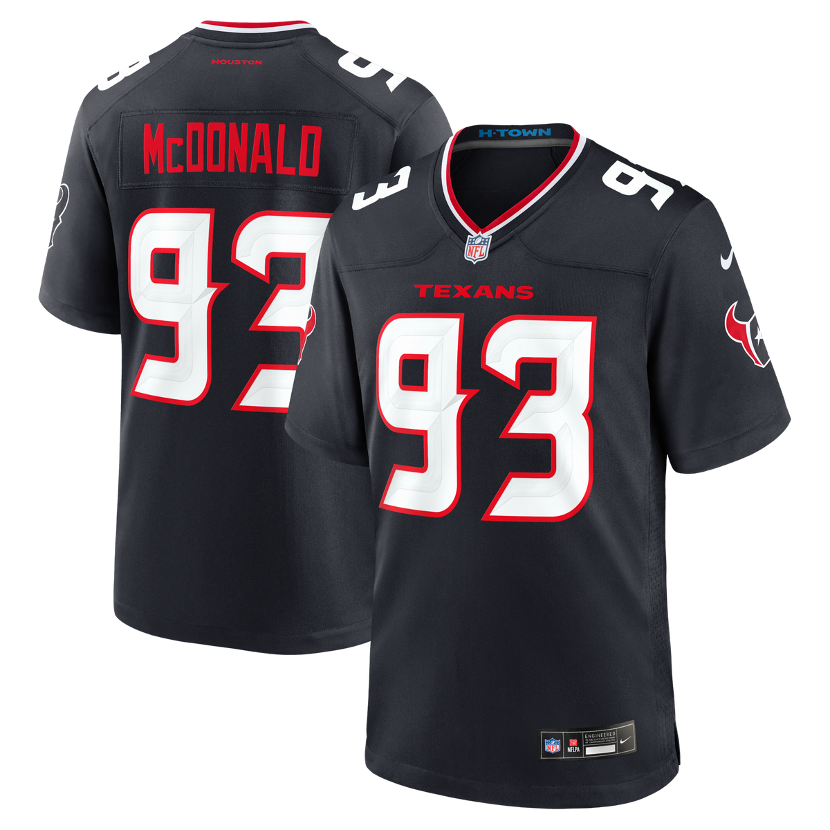 Houston Texans Kayden McDonald Navy Team Game Jersey