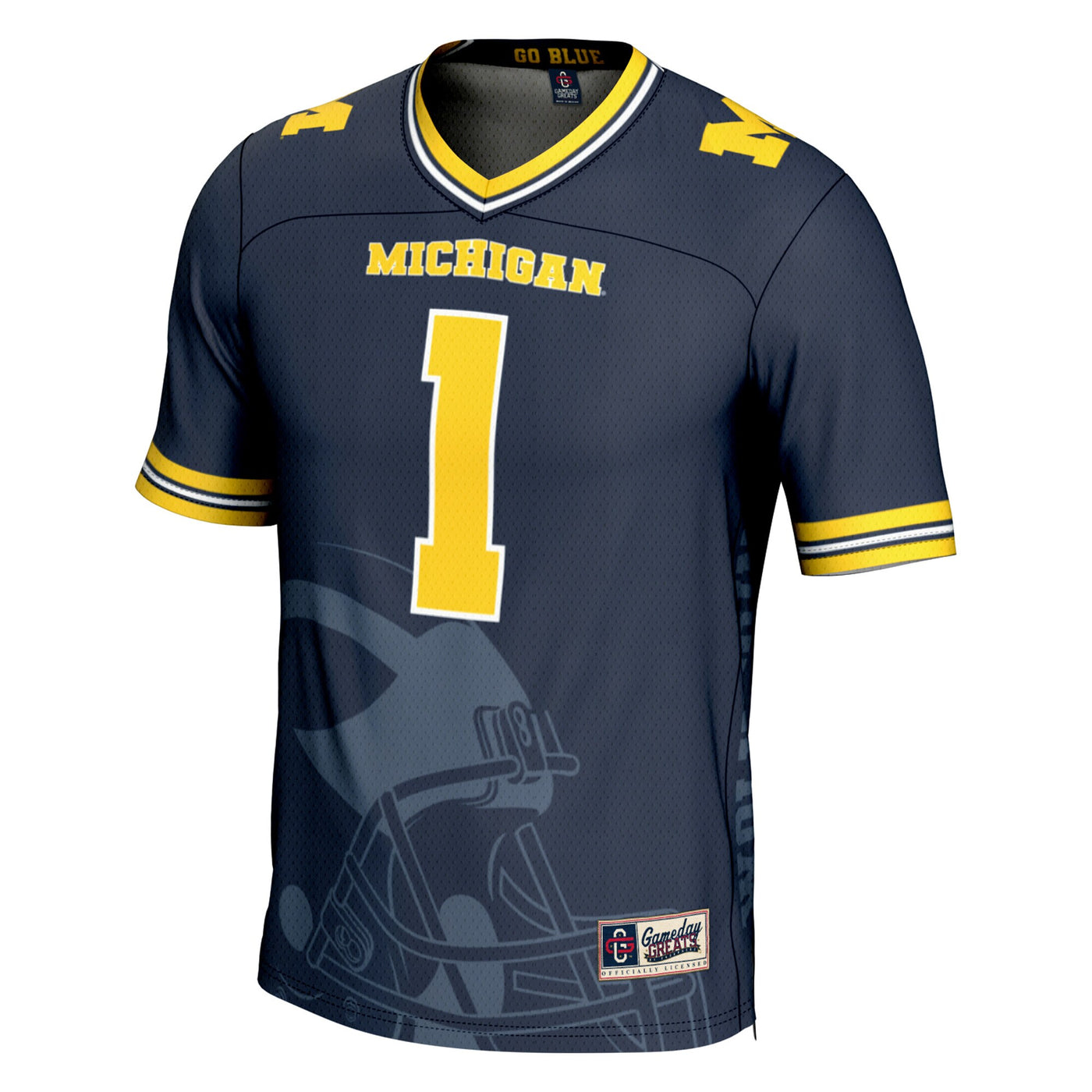 GameDay Greats #1 Navy Michigan Wolverines Icon Print Football Fashion Jersey