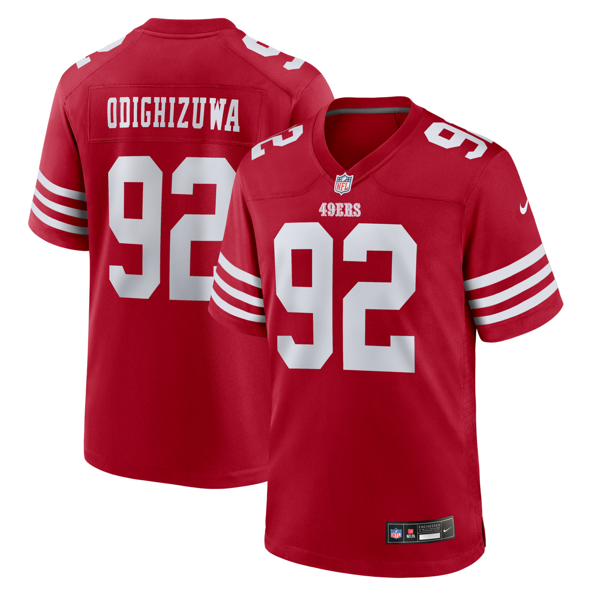 San Francisco 49ers Osa Odighizuwa Scarlet Team Game Jersey