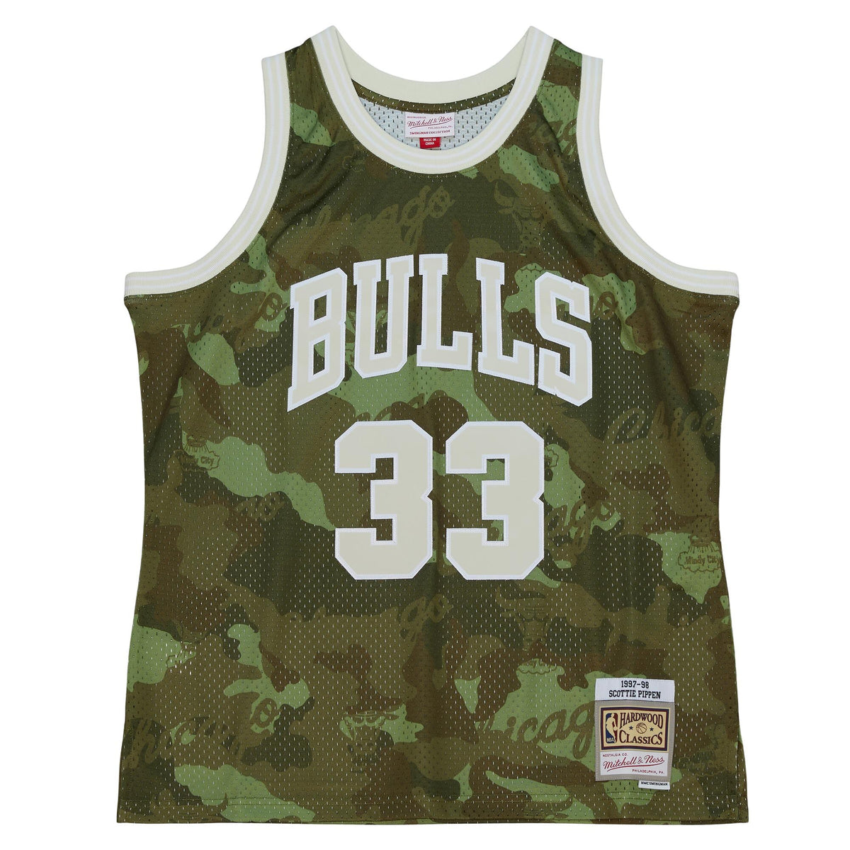 Chicago Bulls NBA Scottie Pippen 1997 Ghost Green Camo Swingman Jersey By Mitchell & Ness -