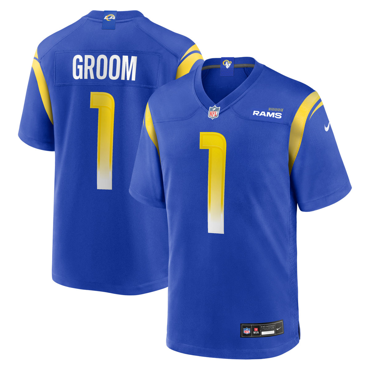Los Angeles Rams Number 1 Groom Royal Game Jersey