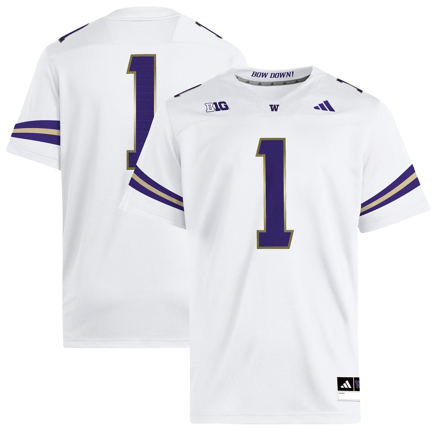 adidas #1 White Washington Huskies Premier Jersey