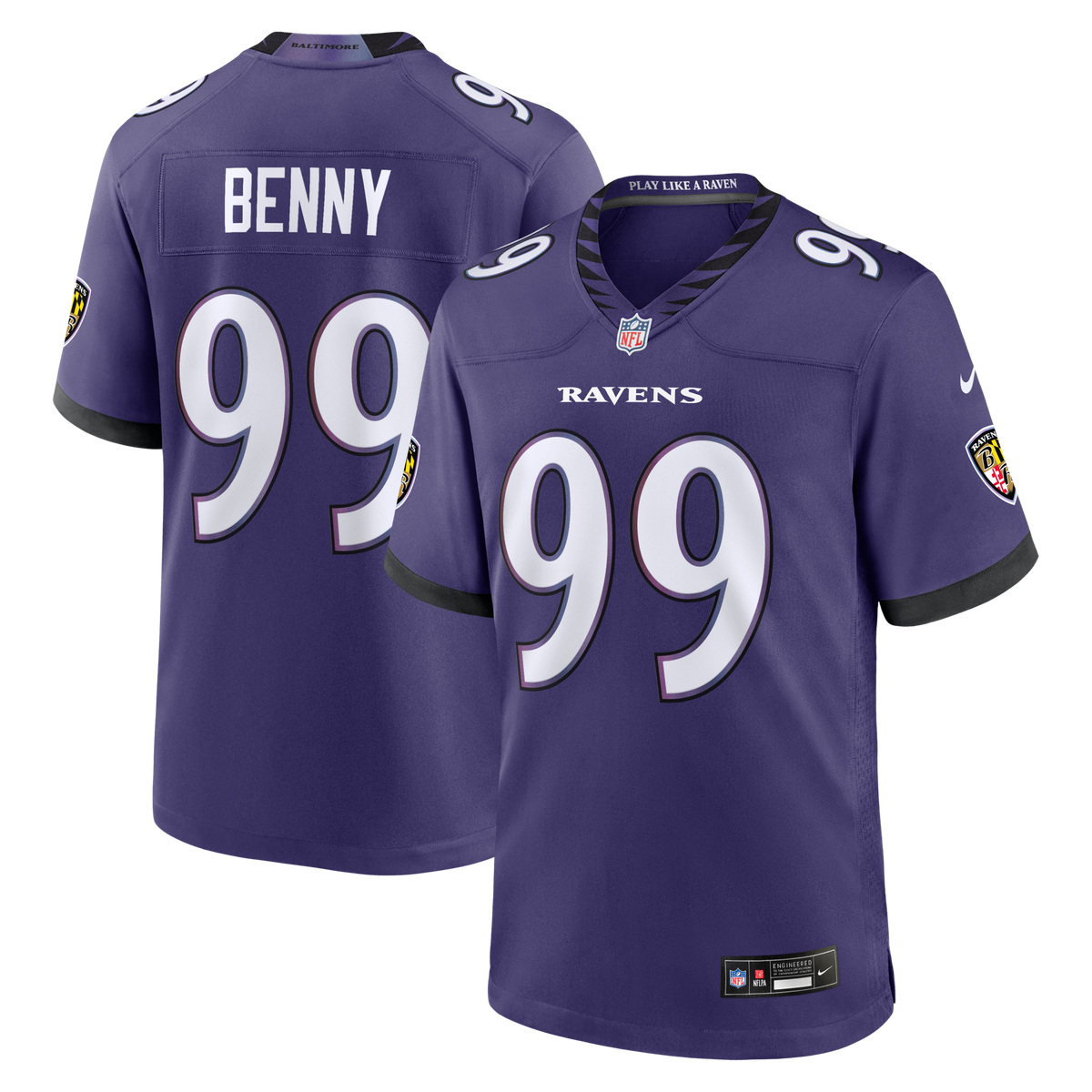 Baltimore Ravens Rayshaun Benny Purple Team Game Jersey