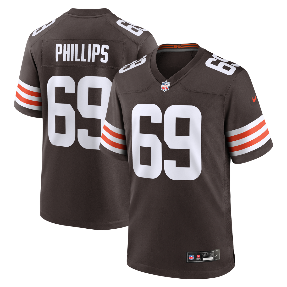 Cleveland Browns Tyre Phillips Brown Team Game Jersey
