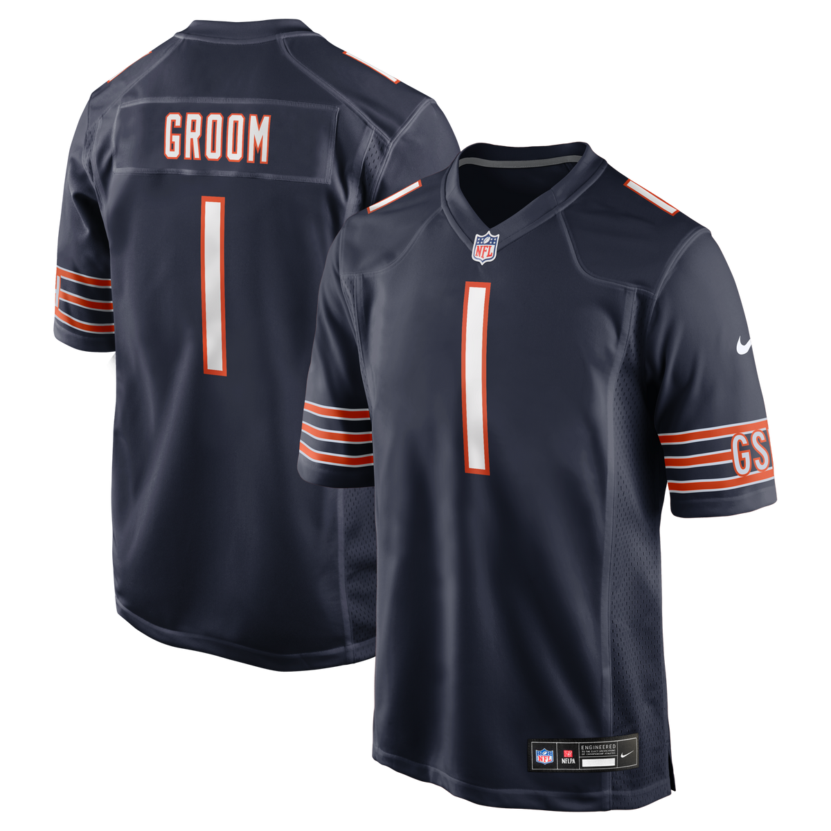 Chicago Bears Number 1 Groom Navy Game Jersey