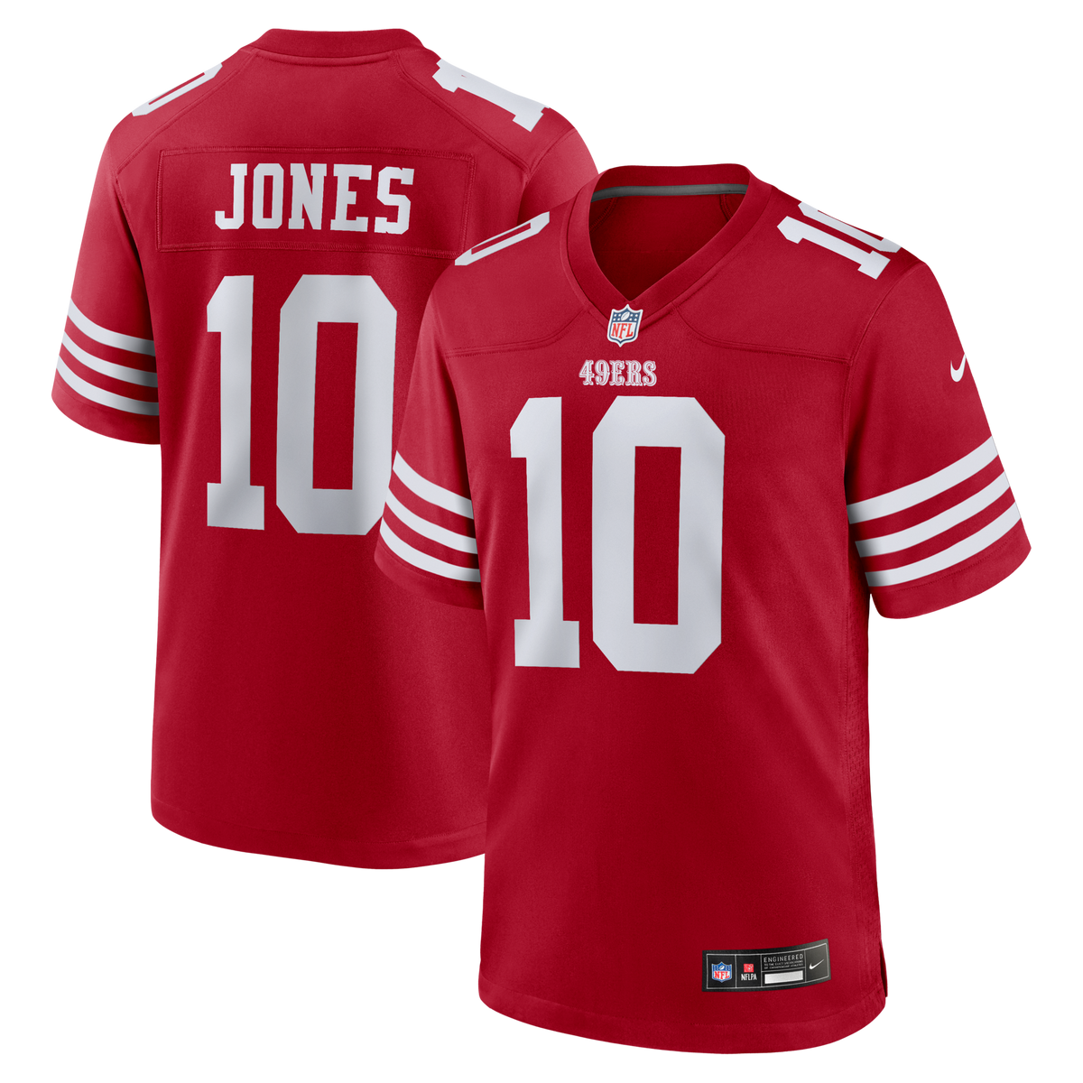 San Francisco 49ers Mac Jones Scarlet Team Game Jersey