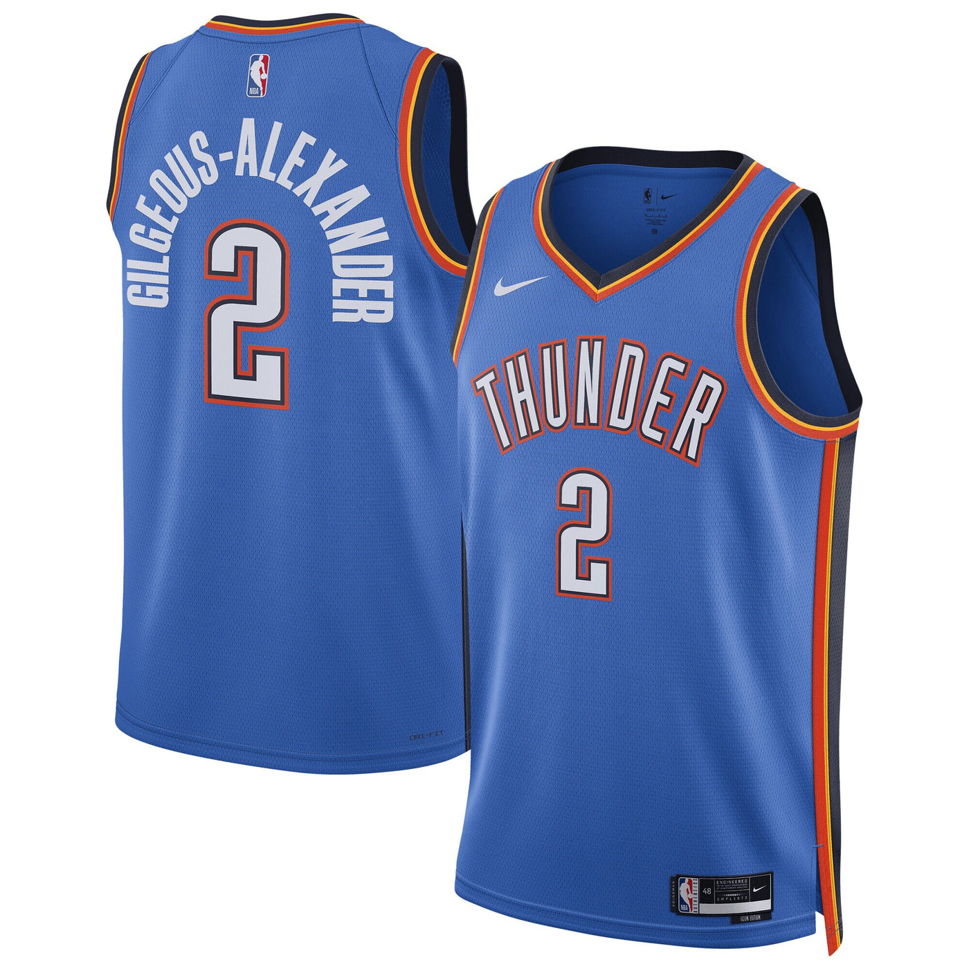 Oklahoma City Thunder Nike Replica Icon Swingman Jersey - Gilgeous-Alexander