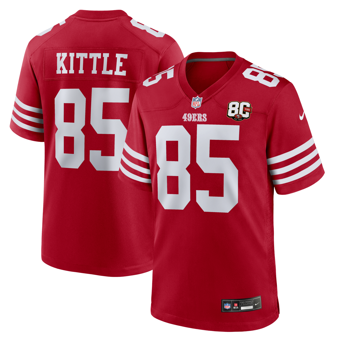 San Francisco 49ers George Kittle Nike Scarlet 80th Anniversary Game Jersey