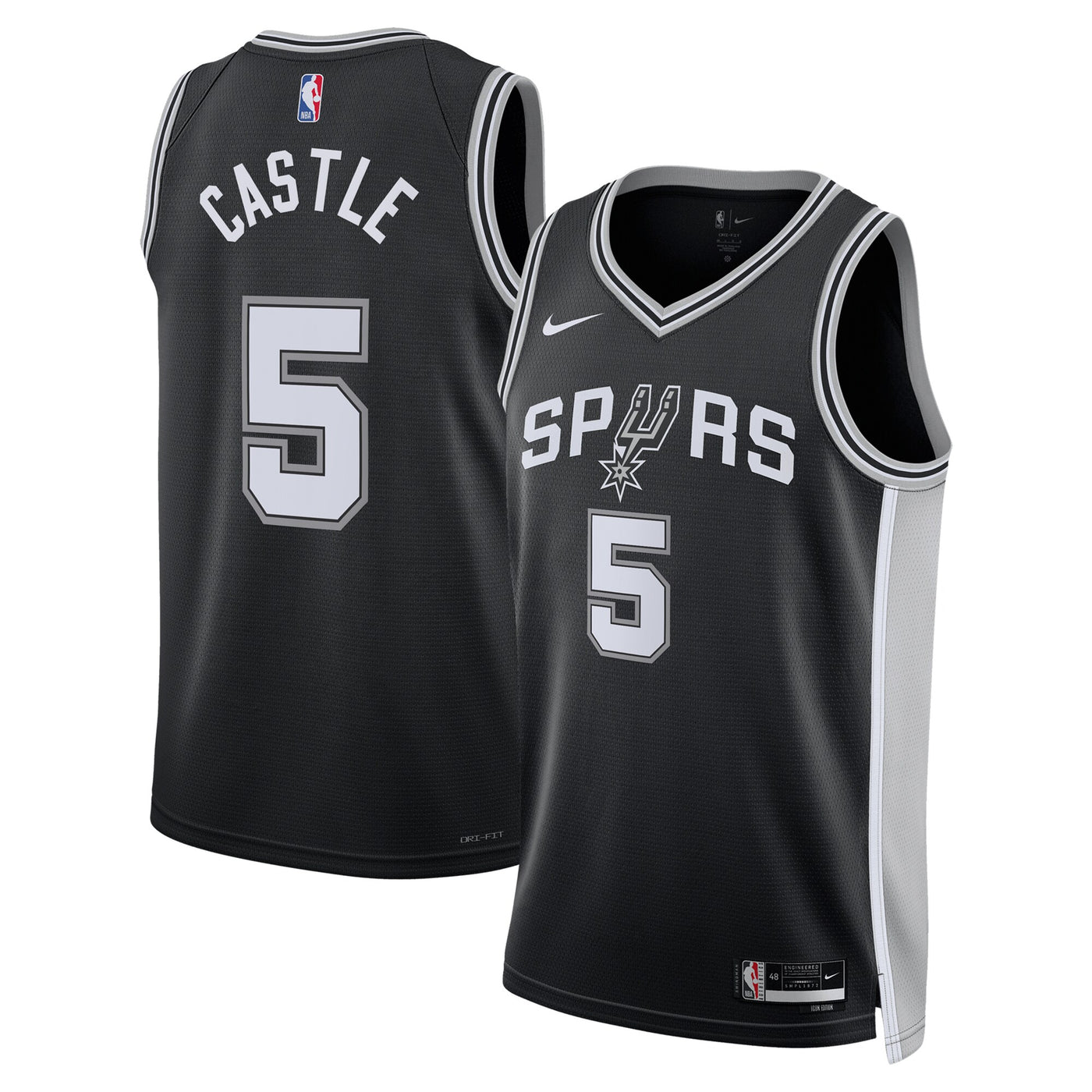San Antonio Spurs Nike Icon Swingman Jersey - Black - Stephon Castle