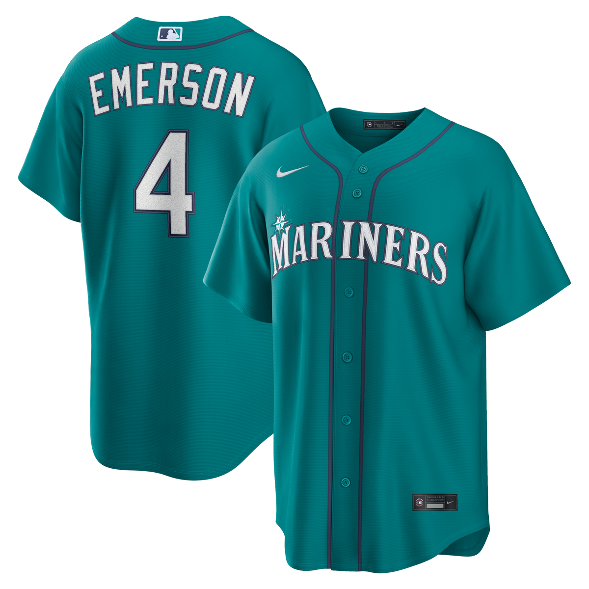 Seattle Mariners Colt Emerson Teal Alternate Replica Jersey