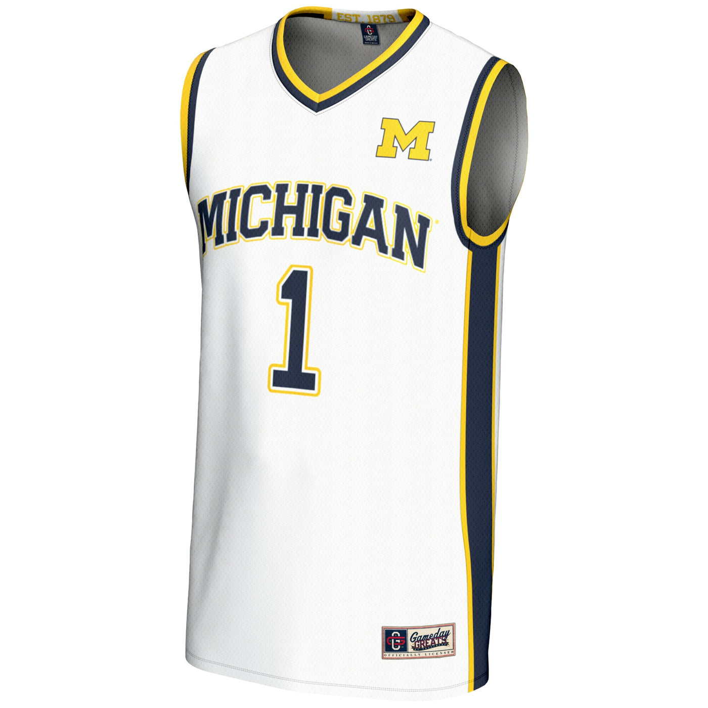 GameDay Greats #1 White Michigan Wolverines Lightweight Basketball Jersey