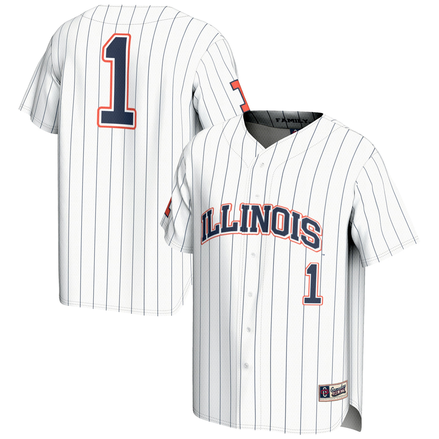 GameDay Greats #1 White Illinois Fighting Illini Lightweight Baseball Jersey