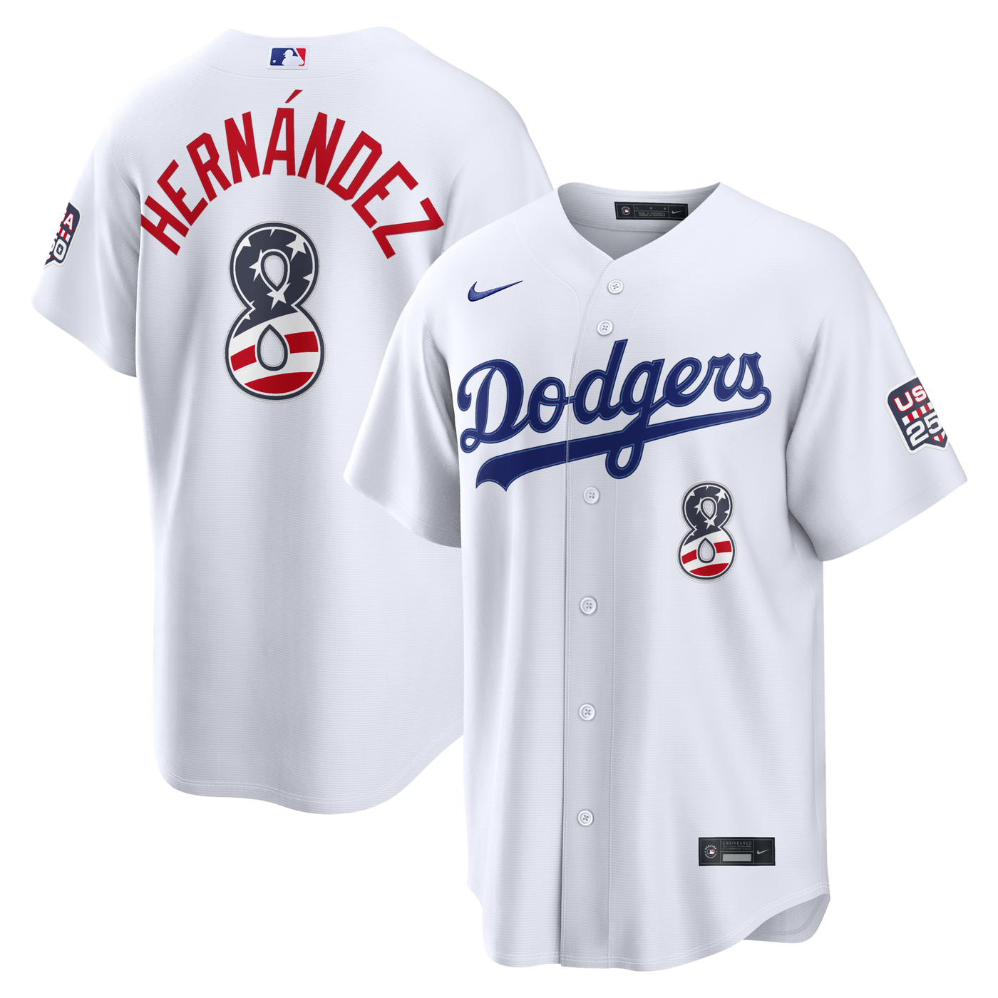 Fourth of July Los Angeles Dodgers Enrique Hernández Nike White USA 250 Stadium Jersey