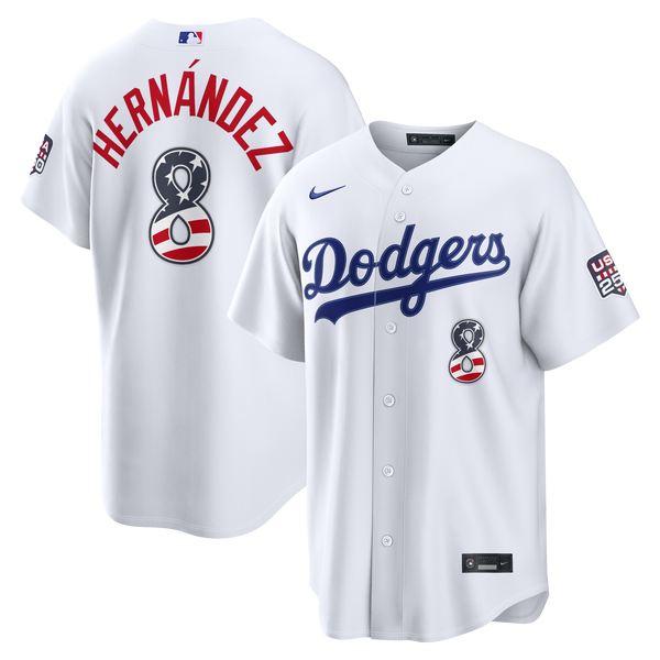 Fourth of July Los Angeles Dodgers Enrique Hernández Nike White USA 250 Stadium Jersey