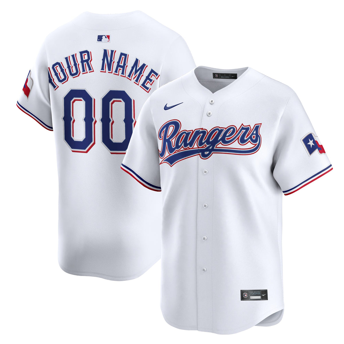 Texas Rangers White Home Limited Custom Jersey