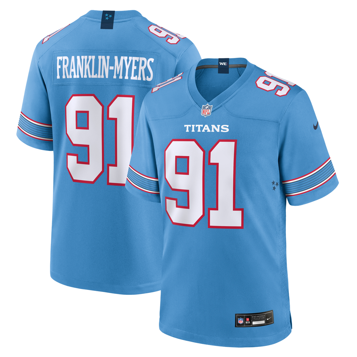 Tennessee Titans John Franklin-Myers Light Blue Team Game Jersey