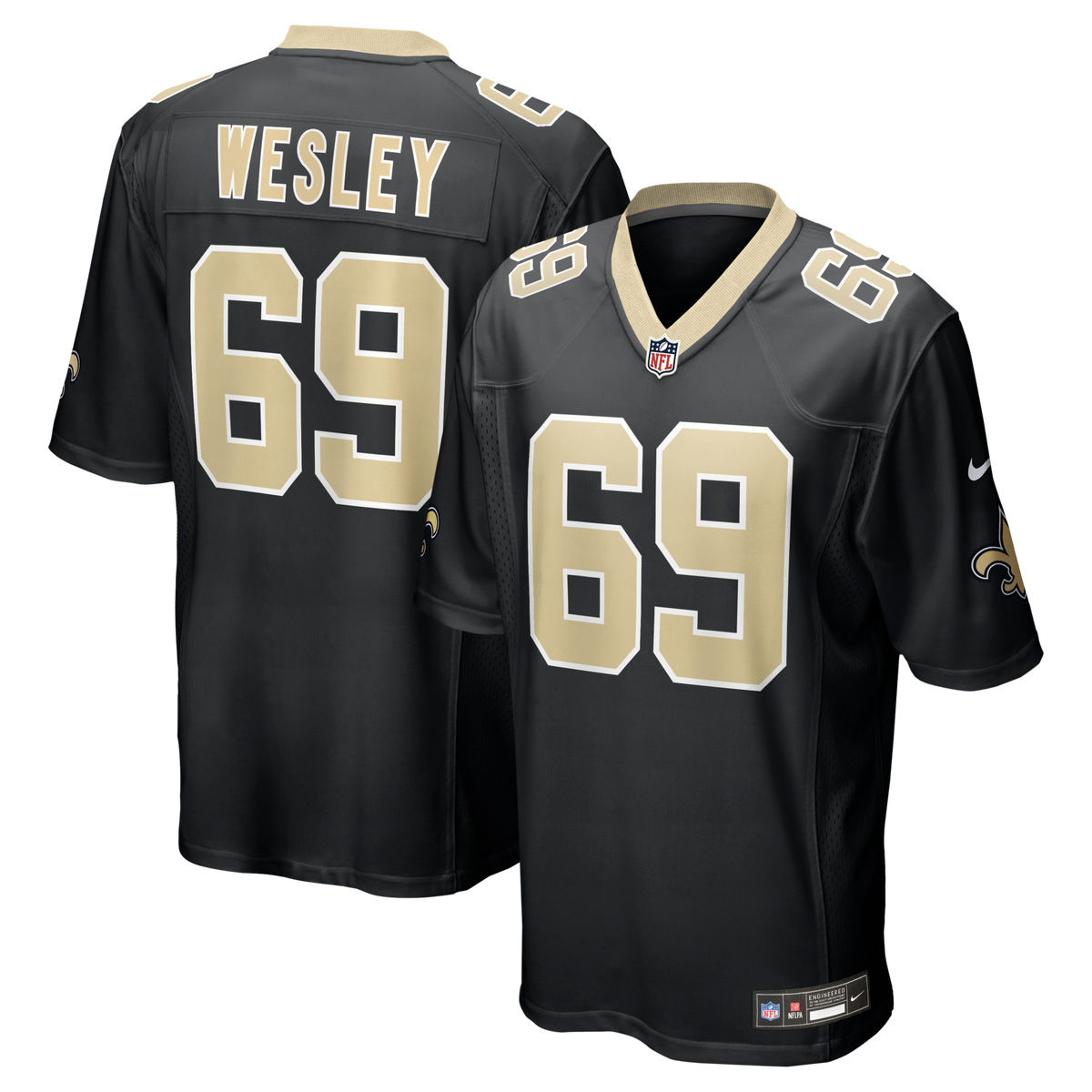 New Orleans Saints Barry Wesley Black Team Game Jersey