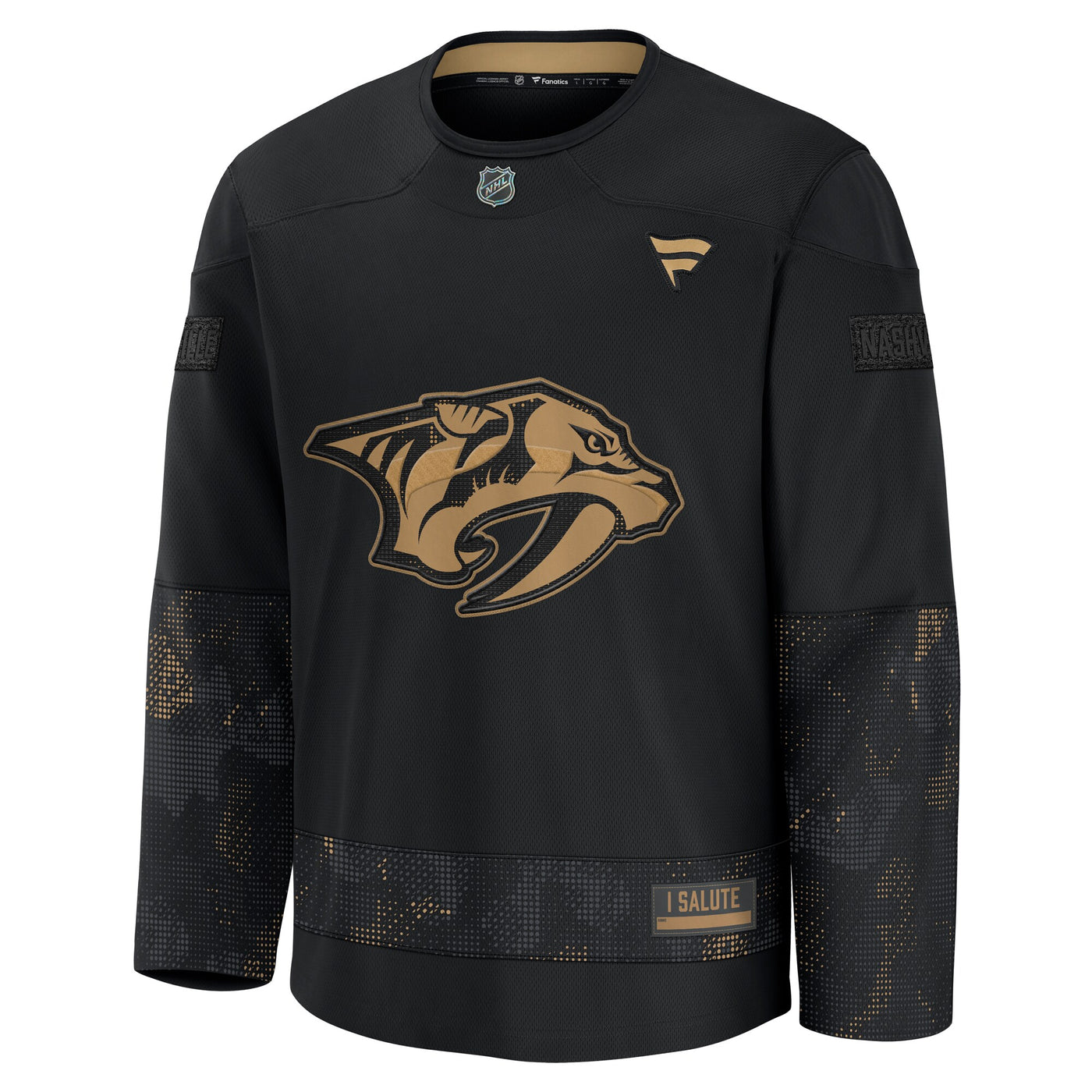 Nashville Predators Fanatics Black 2024 Military Appreciation Practice Jersey