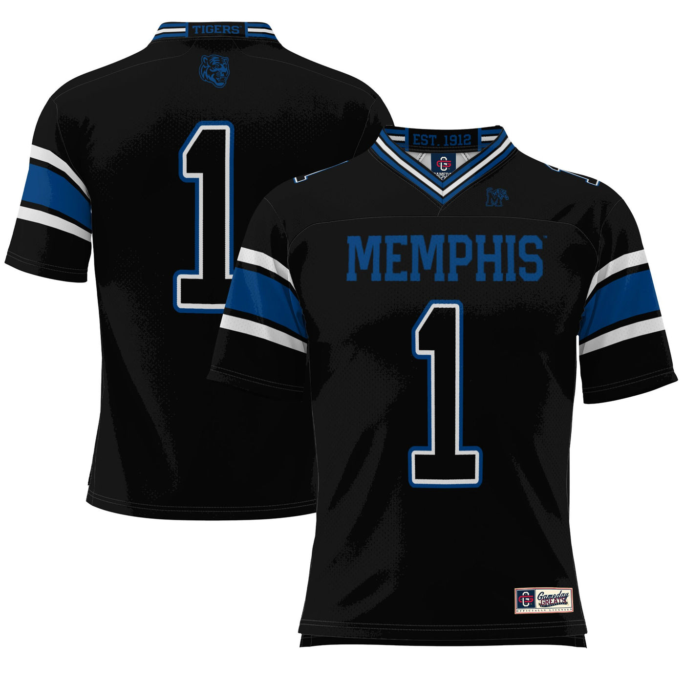 GameDay Greats #1 Black Memphis Tigers Endzone Football Jersey