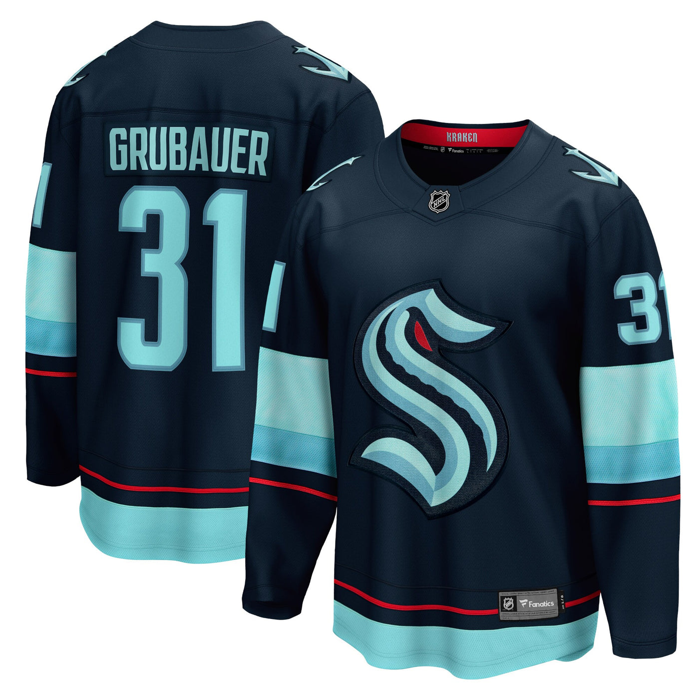 Seattle Kraken Philipp Grubauer Fanatics Navy Home Breakaway Player Jersey