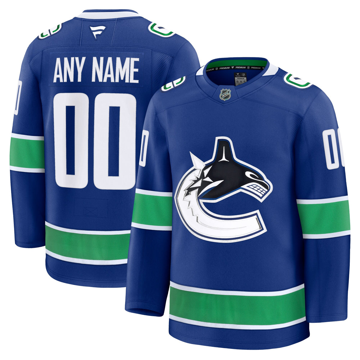 Vancouver Canucks Fanatics Blue Home Premium Custom Jersey