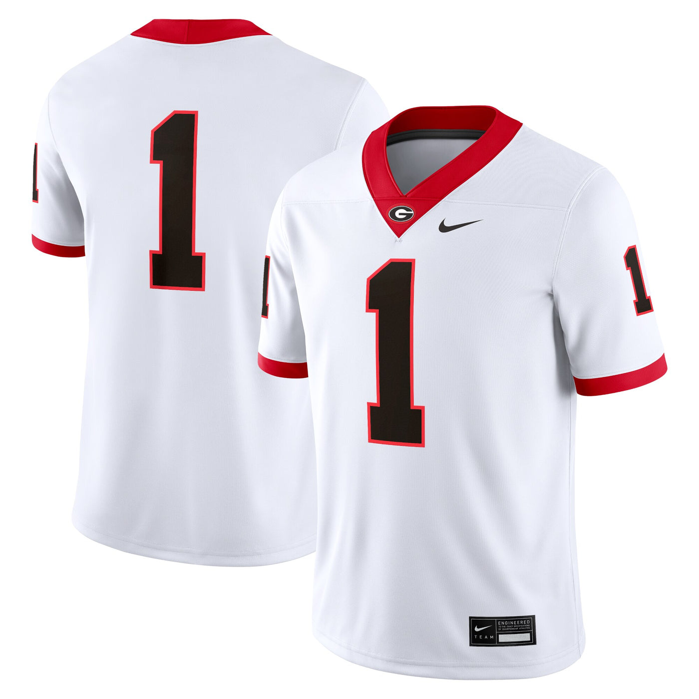 Nike #1 White Georgia Bulldogs Game Jersey
