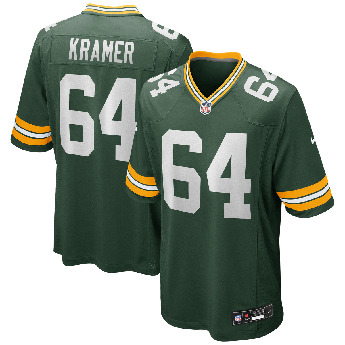 Green Bay Packers Jerry Kramer Green Game Retired Player Jersey