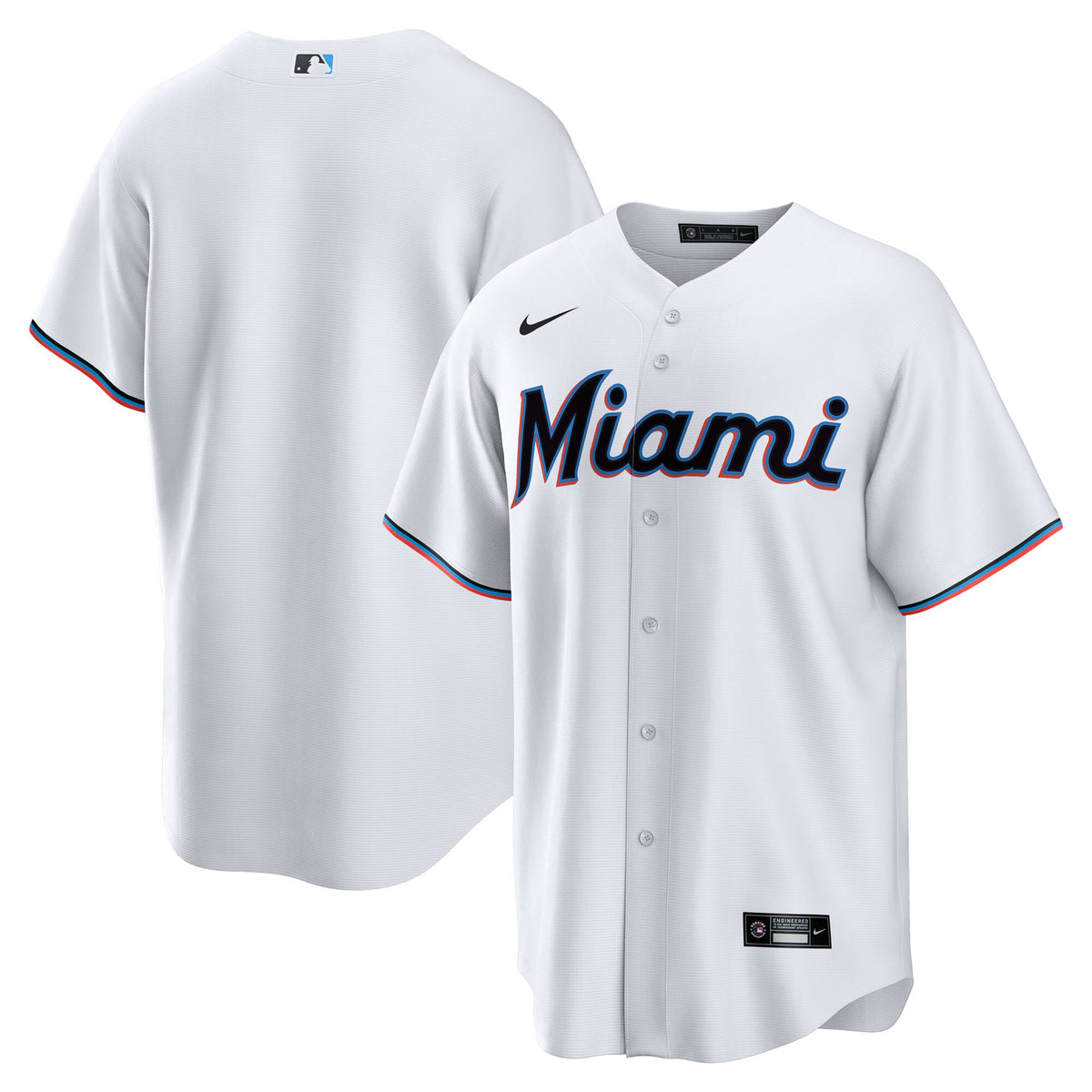 Miami Marlins White Home Big & Tall Replica Jersey