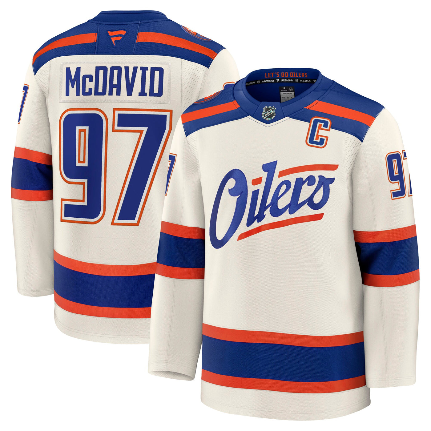 Edmonton Oilers Connor McDavid Fanatics Light Beige Alternate Premium Jersey