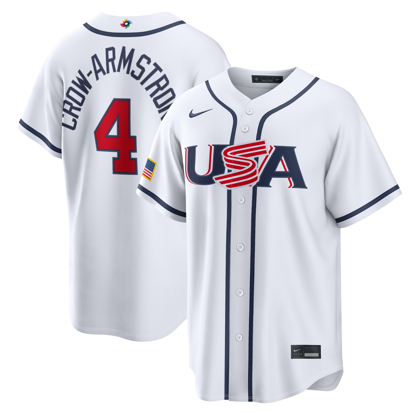 USA Baseball Pete Crow-Armstrong Nike White 2026 World Baseball Classic Home Stadium Jersey