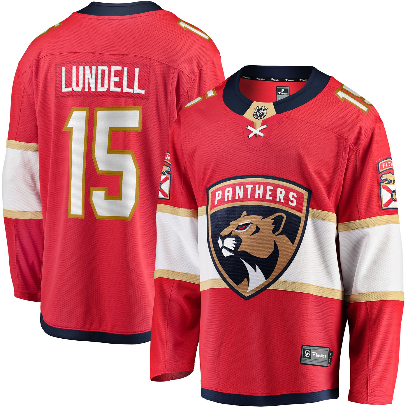 Florida Panthers Anton Lundell Fanatics Red Home Breakaway Player Jersey