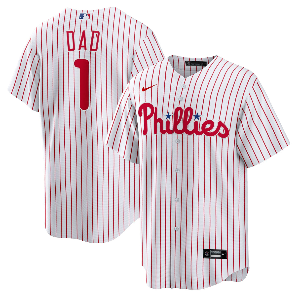 Philadelphia Phillies White #1 Dad Home Replica Jersey