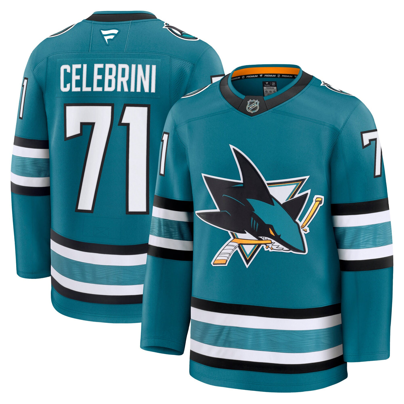 San Jose Sharks Macklin Celebrini Fanatics Teal Home Premium Jersey