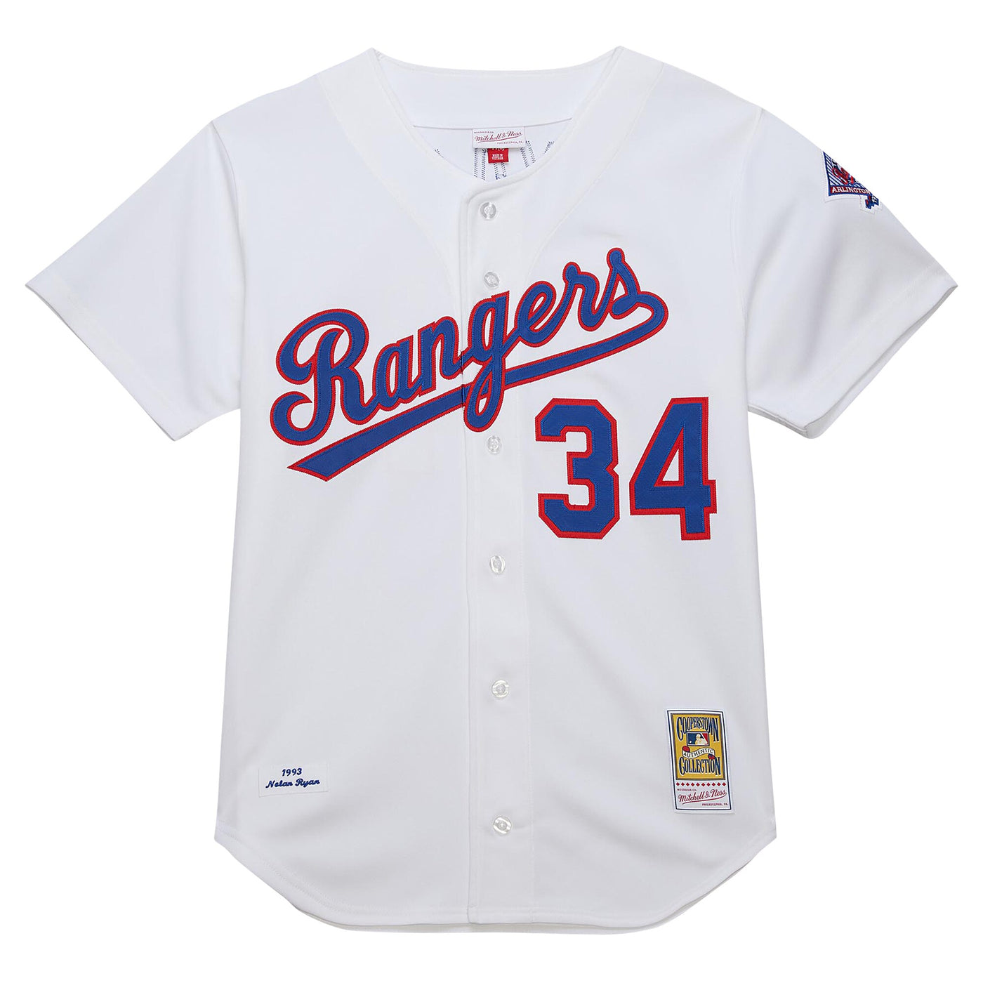 Texas Rangers Nolan Ryan Mitchell & Ness White 1993 Cooperstown Collection Authentic Jersey