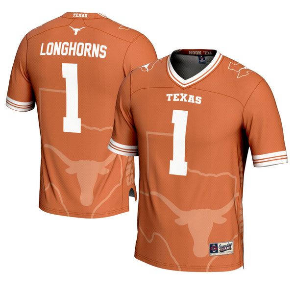 GameDay Greats #1 Texas Orange Texas Longhorns Icon Print Football Fashion Jersey